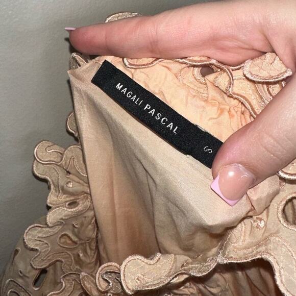 Magali Pascal Corinne Silk Blend Midi Dress Peach/Orange Ruffle Sleeve Small - Picture 3 of 9